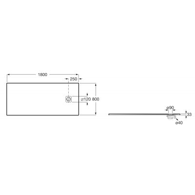 Roca Magma brodzik prostokątny 180x80 cm kompozyt Stonex szary APE0170832003200