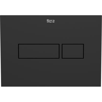 Zestaw Roca Hebe miska WC wisząca Rimless z deską sedesową wolnoopadającą i stelaż podtynkowy Duplo Nova z przyciskiem spłukującym NV1 czarny mat (A34H138000, A890020020, A890220206)