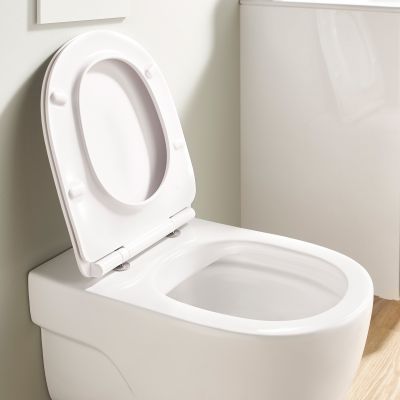 Zestaw Roca Meridian-N Compacto miska WC wisząca Rimless z deską wolnoopadającą i stelaż podtynkowy Duplo One z przyciskiem spłukującym PL1 białym (A34H242000, A890070020, A890195000, A890063000)
