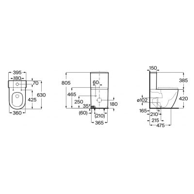 Roca Meridian miska kompakt WC ze spłukiwaniem wirowym biały mat A342747620