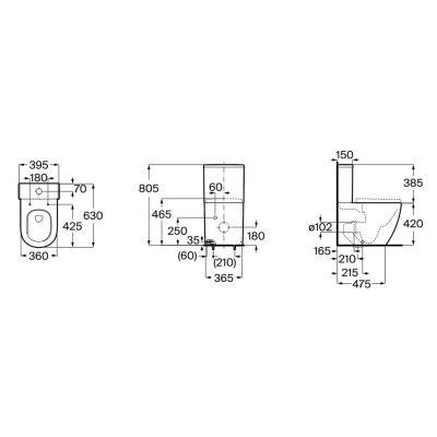 Roca Meridian miska kompakt WC ze spłukiwaniem wirowym biały A342747S00