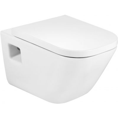 Zestaw Roca Gap Square miska WC wisząca z deską wolnoopadającą biała (A346477000, A80148200U)