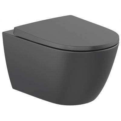 Roca Ona miska WC wisząca bez kołnierza ze spłukiwaniem wirowym czarny mat A34668C080