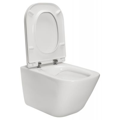 Zestaw Roca Gap Square miska WC wisząca Rimless z deską sedesową wolnoopadającą Slim białą i stelaż podtynkowy do WC Roca Duplo One ( A34H470000, A890070020 )