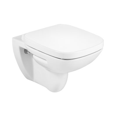 Roca Debba Square Rimless miska WC wisząca bez kołnierza z deską wolnoopadającą biała A34H99L000