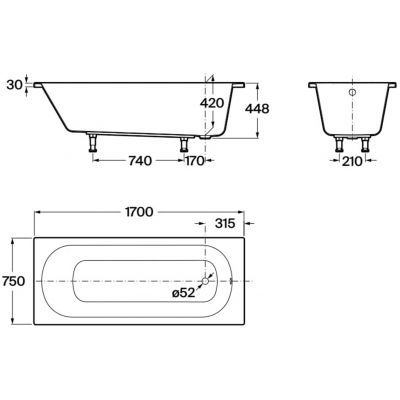 Roca Genova-N wanna prostokątna 170x75 cm biała A248779000
