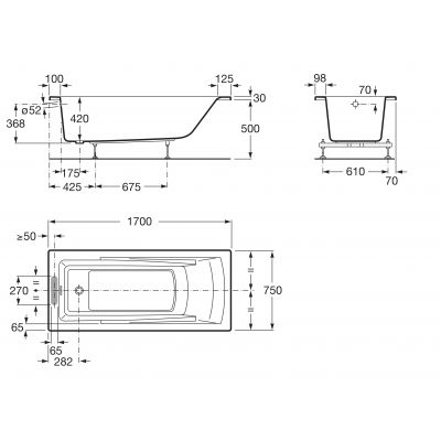 Roca Hall wanna z hydromasażem 170x75 cm prostokątna biała A24T391000