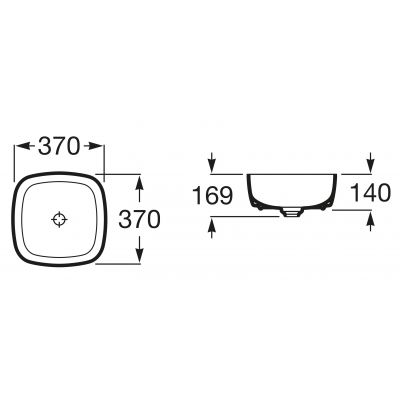 Roca Inspira umywalka 37x37 cm kwadratowa nablatowa A327502660