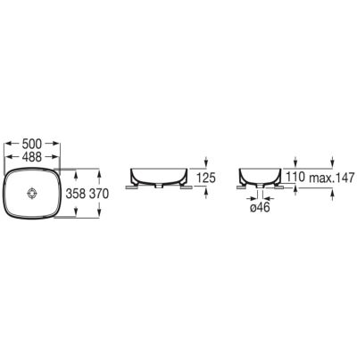Roca Ona umywalka 50x37 cm owalna nablatowa czarna A3275L0080