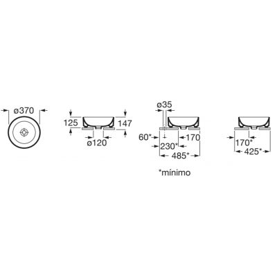 Roca Ona umywalka 37x37 cm okrągła nablatowa czarna A32768J080
