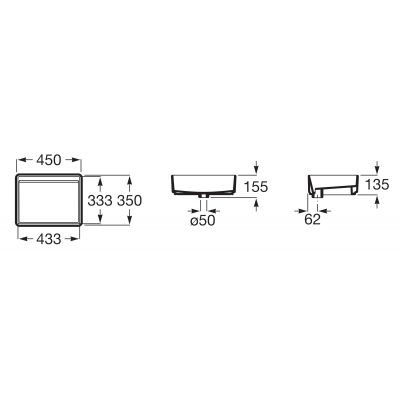 Roca Tura umywalka 45x35 cm prostokątna nablatowa biała A327691S00