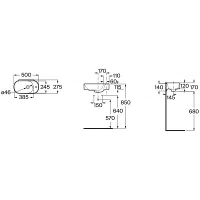 Roca Meridian umywalka 50x27,5 cm owalna ścienna biała A327740S00