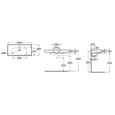 Roca Meridian umywalka 100x46 cm prostokątna ścienna-meblowa biała A327746000