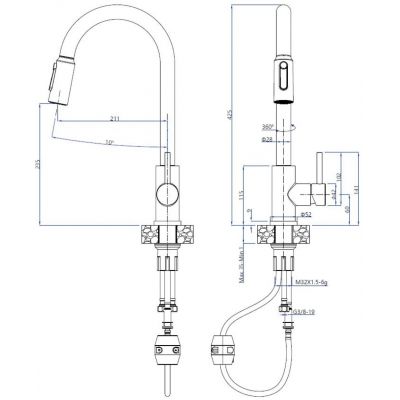 Ruvetti Camellia bateria kuchenna do filtra wody stojąca stal 1004BS