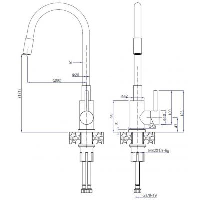 Ruvetti Serino bateria kuchenna stojąca chrom 1005CR