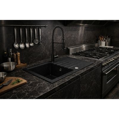 Ruvetti Axel zlewozmywak granitowy 79x50 cm czarny 3001AX_BC160_W