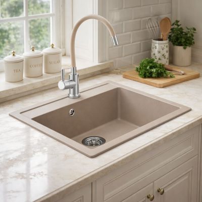 Ruvetti Ditto zlewozmywak granitowy 56x51 cm beżowy 3001D_BE60_W