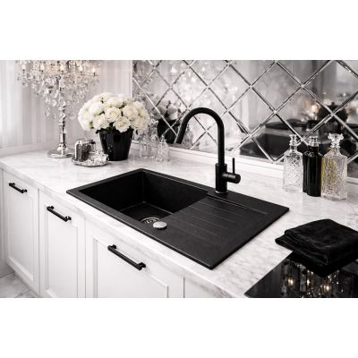 Ruvetti Pineko zlewozmywak granitowy 68x44,2 cm czarny 3001PN_BC140_W