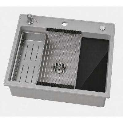 Ruvetti Absol 60 zlewozmywak granitowy 56x50 cm szary 3001AB_GR60_W