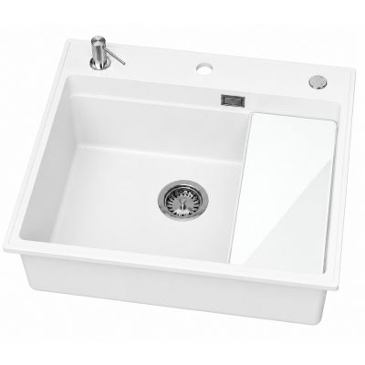 Ruvetti Absol 60 zlewozmywak granitowy 56x50 cm biały 3001AB_WH60_W