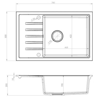 Ruvetti Axel 160 XL zlewozmywak granitowy 78x50 cm czarny 3001AX_BC160XL_W