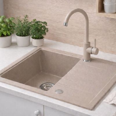 Ruvetti Axel 120 zlewozmywak granitowy 65x50 cm beżowy 3001AX_BE120_W