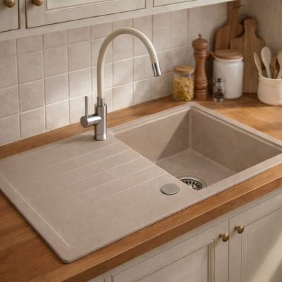 Ruvetti Axel 160 zlewozmywak granitowy 79x50 cm beżowy 3001AX_BE160_W