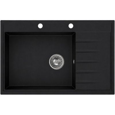 Ruvetti Axel 160 K zlewozmywak granitowy 79x50 cm czarny 3001AXK_BC160K_W