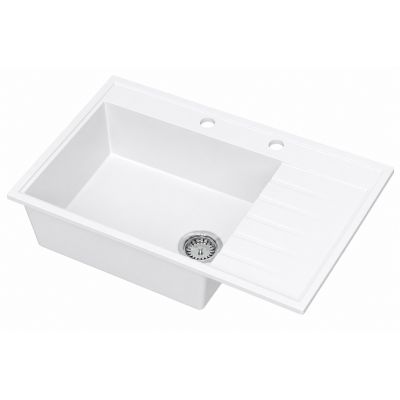 Ruvetti Axel 160 K zlewozmywak granitowy 79x50 cm biały 3001AXK_WH160K_W
