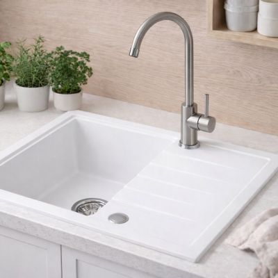 Ruvetti Axel 120 zlewozmywak granitowy 65x50 cm biały 3001AX_WH120_W