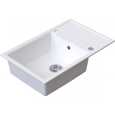 Ruvetti Axel 160 XL zlewozmywak granitowy 78x50 cm biały 3001AXWH160XLW