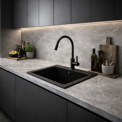 Ruvetti Ditto 50 zlewozmywak granitowy 49x45 cm czarny 3001D_BC50_W