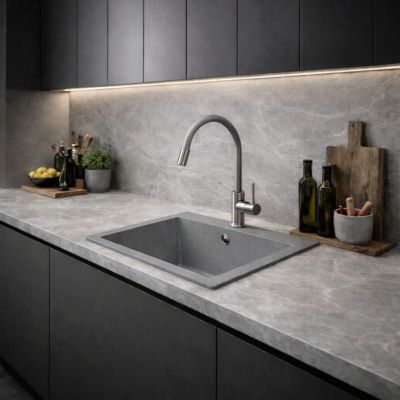 Ruvetti Ditto 50 zlewozmywak granitowy 49x45 cm szary 3001D_GR50_W
