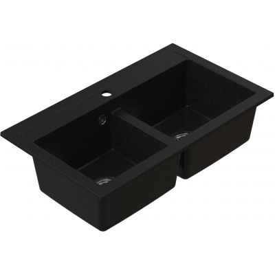 Ruvetti Doblo zlewozmywak granitowy 75,6x44,7 cm czarny 3001DO_BC_W
