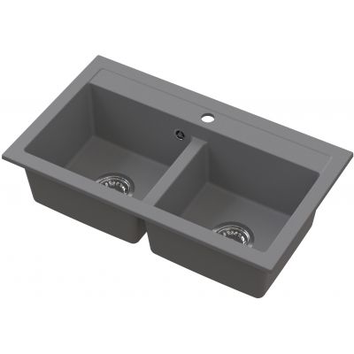 Ruvetti Doblo zlewozmywak granitowy 75,6x44,7 cm szary 3001DO_GR_W