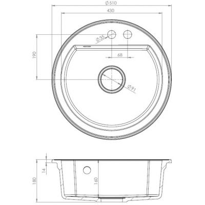 Ruvetti Ditto zlewozmywak granitowy 51x51 cm beżowy 3001DR_BE_W