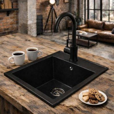 Ruvetti Pino 40 zlewozmywak granitowy 50x40 cm czarny 3001PI_BC40_W