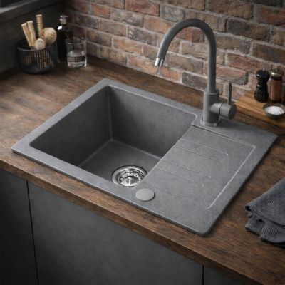 Ruvetti Pino 120 zlewozmywak granitowy 60x44 cm szary 3001PI_GR120_W