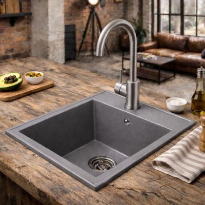 Ruvetti Pino 40 zlewozmywak granitowy 50x40 cm szary 3001PI_GR40_W