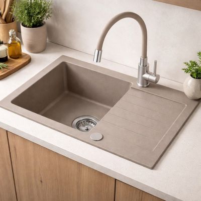 Ruvetti Pineko 140 zlewozmywak granitowy 68x44,2 cm beżowy 3001PN_BE140_W