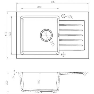 Ruvetti Pineko zlewozmywak granitowy 68x44,2 cm szary 3001PN_GR140_W