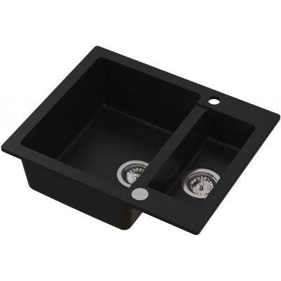 Ruvetti Signum zlewozmywak granitowy 60,5x49,5 cm czarny 3001S_BC1520_W