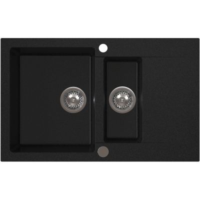 Ruvetti Signum zlewozmywak granitowy 79x49,5 cm czarny 3001S_BC1560_W