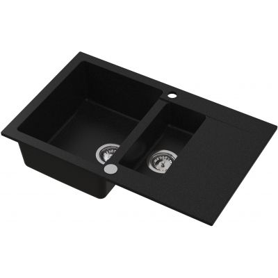 Ruvetti Signum zlewozmywak granitowy 79x49,5 cm czarny 3001S_BC1560_W