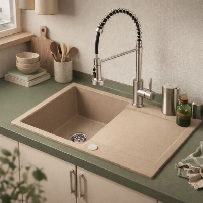 Ruvetti Signum zlewozmywak granitowy 79x50 cm beżowy 3001S_BE160_W