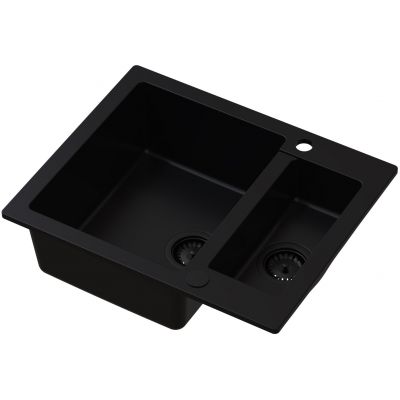 Ruvetti Signum zlewozmywak granitowy 60,5x49,5 cm czarny 3001S_FB1520_W