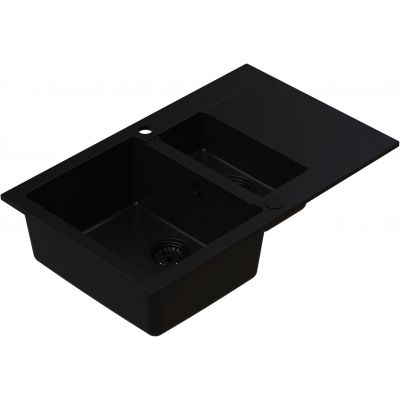 Ruvetti Signum zlewozmywak granitowy 79x49,5 cm czarny 3001S_FB1560_W