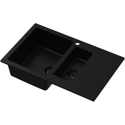 Ruvetti Signum zlewozmywak granitowy 79x49,5 cm czarny 3001S_FB1560_W