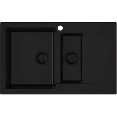 Ruvetti Signum zlewozmywak granitowy 79x49,5 cm czarny 3001S_FB1560_W