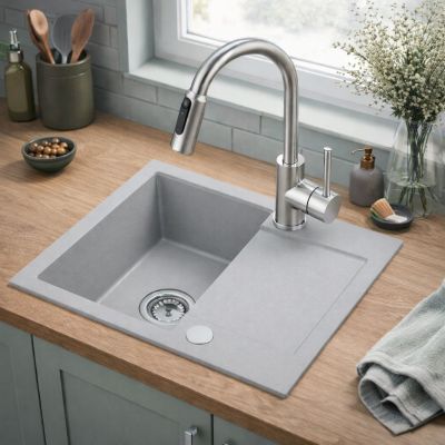 Ruvetti Signum 120 zlewozmywak granitowy 59x50 cm szary 3001S_GR120_W